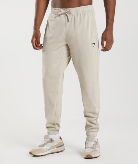 Men's Gymshark Essential Oversized Jogger Cream | CA DN18A7